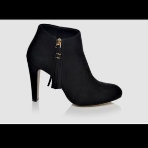 Black Ankle Booties , Suede , ZIP
